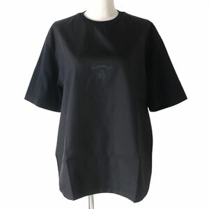  ultimate beautiful goods ^ regular goods PRADA Prada 2022 year 135716 interlock unusual material switch crew neck oversize short sleeves T-shirt lady's black XS