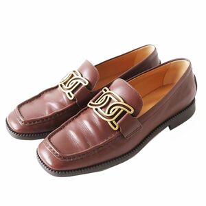 美品◎TOD'S トッズ Gommino ゴンミーニ レディース レザー ドライビングシューズ／モカシン ブラウン×ゴールド 36 1／2 箱・保管袋付