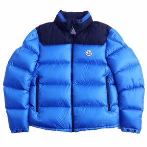 未使用品△正規品 MONCLER モンクレール 22-23AW PEUPLIER ロゴパッチ付き ダウンジャケット メンズ COBALT ブルー×ブラック 3 ハンガー付