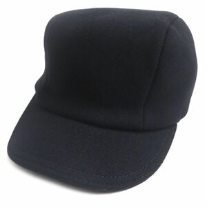 美品▼PRADA プラダ ウール100% キャップ/帽子 ブラック M メンズ イタリア製 シンプル◎