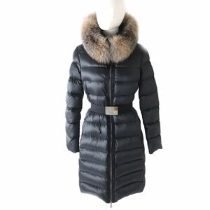 極美品★MONCLER モンクレール TINUVIEL ティンヴィール ブルーFOXファー・フード・ベルト付 ロングダウンコート ブラック 1 ハンガー付き