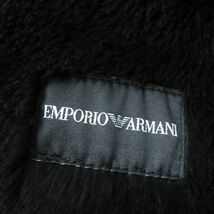 美品★正規品 黒タグ EMPORIO ARMANI エンポリオアルマーニ ZIP UP ステッチデザイン ムートン ロングコート レディース ブラック_画像8