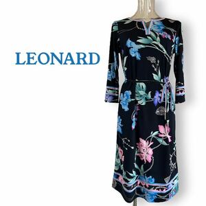 レオナール＊カンカン素材の人気柄 ワンピース＊Ｓ〜Ｍ＊LEONARD