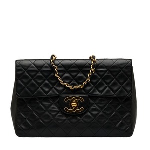 シャネル デカマトラッセ ココマーク シングルフラップ チェーン ショルダーバッグ ブラック ラムスキン レディース CHANEL 【中古】