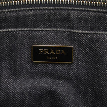 プラダ カナパ M ハンドバッグ ショルダーバッグ 2WAY グレー デニム キャンバス レディース PRADA 【中古】_画像9