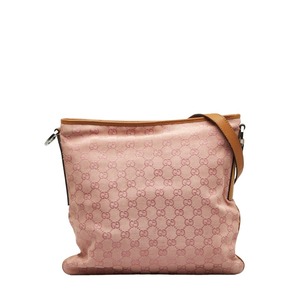  Gucci GG парусина наклонный .. сумка на плечо 113013 розовый бежевый парусина кожа женский GUCCI [ б/у ]