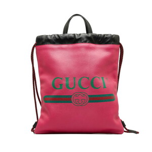  Gucci draw -тактный кольцо рюкзак napsak рюкзак 523586 розовый кожа женский GUCCI [ б/у ]