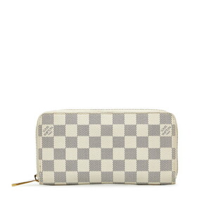 ルイ ヴィトン ダミエ アズール ジッピーウォレット ラウンドファスナー 長財布 N63503 ホワイト PVC レザー LOUIS VUITTON 【中古】