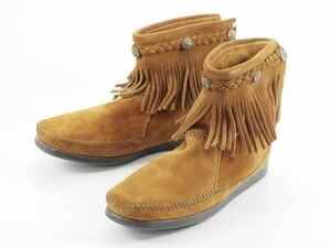 正規品 MINNETONKA/ミネトンカ 292 ブラウン US5 フリンジブーツ 3990円箱無