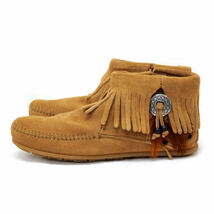 送料無料！ MINNETONKA ミネトンカ Concho Feather （TAUPE・トープ） コンチョフェザーサイドジップ 527T US7 3000円（税込）箱無し_画像1