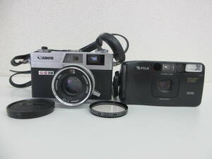 中古 カメラ 2点 Canon キャノン Canonet QL17 G-Ⅲ 40mm 1:1.7 + 富士フイルム FUJI CARDIA Travel mini DUAL-P ※動作未確認 ／H