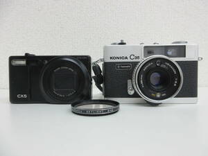 中古 カメラ ２点セット KONICA コニカ C35 flash matic HEXANON 1:2.8 38mm / RICOH リコー CX5 ※動作未確認 ／E