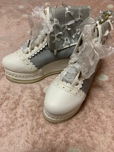 [ ultra rare!] unused new goods!LIZLISA Liz Lisa auger nji- ribbon small ribbon thickness bottom sneakers [ light gray *M size ]*