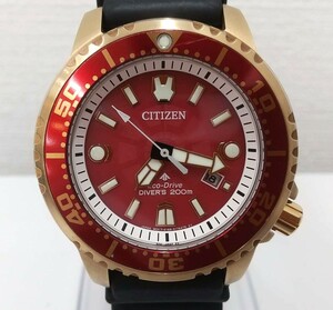 #3455【限定500本/アイアンマン】『CITIZEN E168-S127017 SS 赤 192050411 ラバー エコドライブ』【中古美品/稼働品】