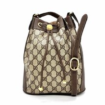 【1円～】オールドグッチ OLD GUCCI シェリーライン GGプラス 巾着バッグ ショルダーバッグ ベージュ ブラウン 164 02 034 斜めかけ 鞄_画像1