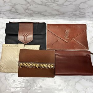 【１円～】イヴサンローラン YSL ヴィンテージ クラッチバッグ ポーチ まとめて ５点 セット レザー キャンバス ロゴ Vステッチ