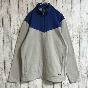 NIKE GOLF Nike Golf half Zip fleece L Sky gray one Point embroidery Logo US old clothes HTK2697