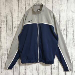 NIKE Nike jersey jersey XL one Point navy blue gray embroidery sushu Logo US old clothes HTK2317