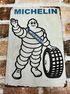 【限定特価品】②ムッシュ・ビバンダムこと「ミシュランマン」レトロブリキ看板 アンティーク MICHELIN ミシュラン バイク　昭和レトロ