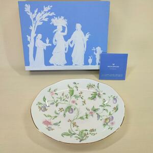 【美品】WEDGWOOD ウェッジウッド スウィートプラム オーバルディッシュ 25cm 楕円 皿 花柄 洋食器 箱付き