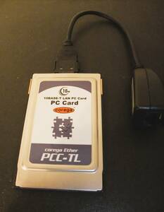 corega Ether PCC-TL CG-EPCCTLDOS/V、PC98-NXシリーズに対応した、PCカードスロットに接続するLANアダプター