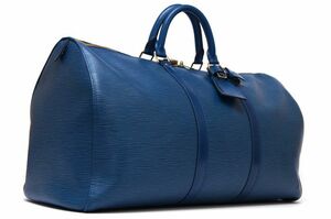 【極美品】ルイヴィトン Louis Vuitton エピ キーポル50 ボストンバッグ 旅行バッグ メンズ レディース ブルー M42965 1円