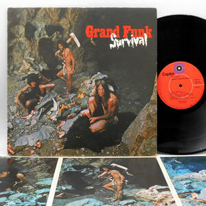 ★US ORIG LP★GRAND FUNK RAILROAD/Survival 1971年 初回赤ラベル フォト3枚付 ROLLING STONES『Gimme Shelter』カバー最高 米国HR名作