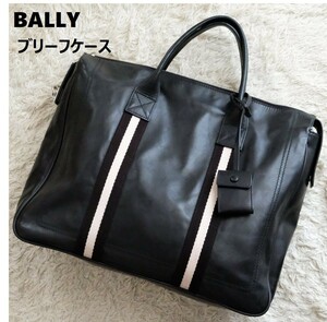 【美品】BALLY バリー ブリーフケース ハンドバッグ 大容量 トレインスポッティング A4可 PC レザー キャンバス ブラック 黒 ビジネス