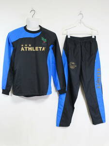 アスレタ ATHLETA ピステ トレーニングウェア セットアップ 上下 M サッカー フットサル ジャージ シャカシャカ 黒 ブラック 青