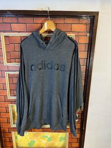 スエットパーカー　フーディー adidas アディダス　グレー系　xxl 2XL ビックサイズ　アメリカ古着　スポーティー　アウトドア