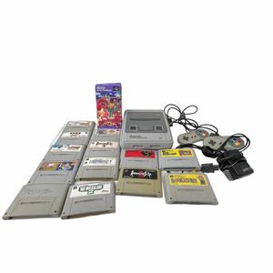 【エ1207-14】1円スタート スーパーファミコンゲーム付きまとめ Nintendo ソフト１４本 コントローラー2個 電源ケーブル付き通電確認済み