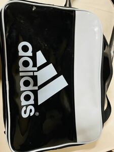 【カ1202-15】 1円スタート☆adidas エナメル アディダス　黒色 中古、美品 スポーツ用品 サッカー スポーツバッグ ボストン 