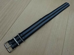 NATO風 ナイロン ベルト ストラップ 22mm 007 ジェームスボンドカラー ブラック / グレー 腕時計用 バンド