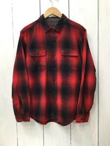 WOOLRICH ウールリッチ コットン長袖シャツ チェックシャツ メンズM〜L 赤×黒 良品綺麗 