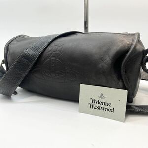 1円 ■希少色■vivienne westwood ショルダーバッグ 筒型 アコード オーブ ブラック系 ヴィヴィアンウエストウッド レディース レザー