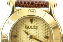 稼動 電池交換済み GUCCI グッチ 腕時計 6500L ゴード文字盤 ローマンベゼル 純正尾錠 【彩irodori】_画像2