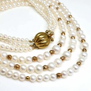 ◆アコヤ本真珠3連ネックレス◆N 49.9g 45.0m 4.0-7.0mm 真珠 パール pearl ジュエリーjewelry necklace EA0/EB5