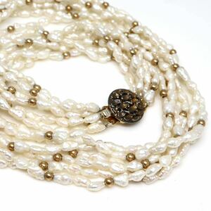 ◆淡水パール6連ネックレス◆N 39.0g 46.0cm 真珠 ケシパール pearl ジュエリーjewelry necklace DG0/DG0