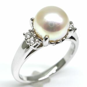 美品!!TASAKI(田崎真珠)◆Pt900 アコヤ本真珠/天然ダイヤモンド リング◆D 6.0g 10号 diamond pearl ジュエリーjewelry 指輪 EB9/EC1