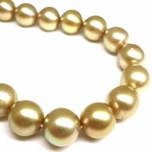 ◆ゴールデンパールネックレス◆D 約65.9g 約45.0cm 9.0-11.5mm珠 真珠 パール pearl ジュエリー jewelry necklace EC3/EH3_画像4