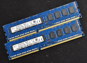 8GB (4GB 2枚組) PC3L-12800E DDR3L-1600 1.35V 1.5V 2Rx8 240pin ECC Unbuffered DIMM SK-Hynix (低電圧対応) (管:SA5157 x4s