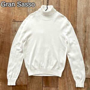 【美品】Gran Sasso グランサッソ タートルネック コットン ニット 44 ホワイト BEAMSF取扱