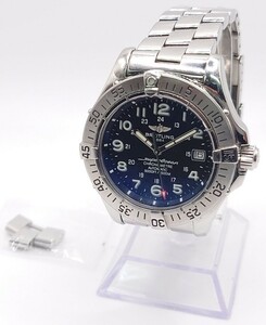 【B00-069】 BREITLING SUPER OCEAN スーパーオーシャン CHRONOMETRE A17360 デイト メンズ 腕時計 黒文字盤 稼働品 