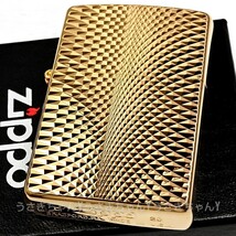 zippo☆k24純金メッキ☆両面/ダイヤモンドカットウェーブ☆ジッポ ライター_画像1