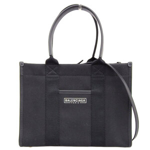  Balenciaga BALENCIAGA аппаратное обеспечение 2WAY сумка ручная сумочка сумка на плечо парусина / кожа черный 671402 б/у новое поступление OB1648