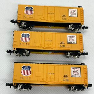 【3点まとめて】Nゲージ　BACHMANN バックマン　ユニオンパシフィック コンテナBOX CAR Union Pacific 3両　イエロー　3点セット