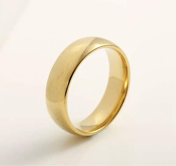 シンプル ワイド デザイン リング 指輪 14号 ゴールド 金色 平打ち 新品