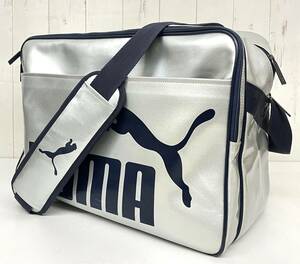  спортивный товар *PUMA Puma * эмаль спорт сумка сумка на плечо * серебряный темно-синий * тренировка часть ... путешествие большая вместимость 