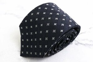 ルイ・ヴィトン ブランドネクタイ チェック柄 小紋柄 シルク イタリア製 メンズ ダークグレー LOUIS VUITTON