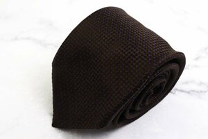 【美品】 タイユアタイ TIE YOUR TIE 無地ソリッド シルク ドット柄 メンズ ネクタイ ブラウン